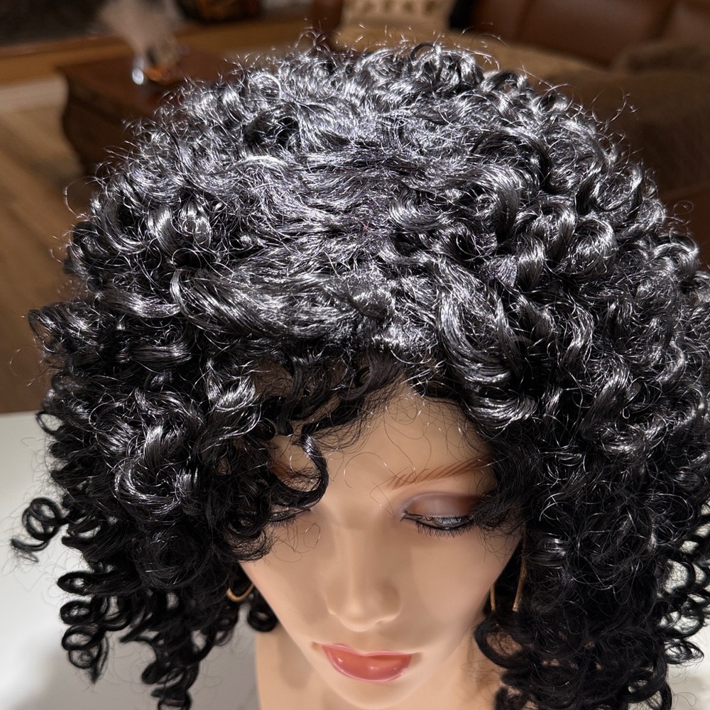 HAIR, 14-15” Water Wave Afro Curly, Black - Picture 5 of 8
